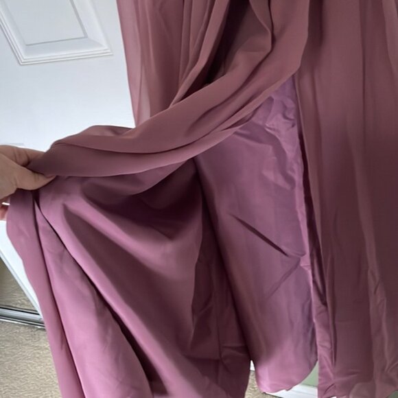 Revelry Bridesmaid Dress, Harper Chiffon Faux Wrap Dress, Peony 921, Size 12 - Picture 6 of 11